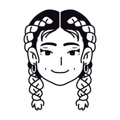 Vector Young Smiling Woman Avatar Cartoon Illustration Isolated