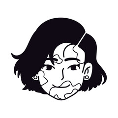 Vector Young Smiling Woman Avatar Cartoon Illustration Isolated