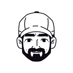 Vector Young Smiling Man Avatar Cap Cartoon Illustration Isolated