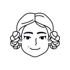 Vector Young Smiling Woman Avatar Cartoon Illustration Isolated