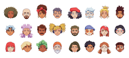 Vector Different People Avatar Cartoon Icons Set Illustration Isolated