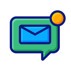 Dialogue mail box symbol, color and outline icon