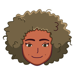 Vector Young Black Woman Avatar Cartoon Illustration Isolated