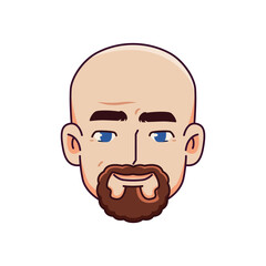 Vector Young Smiling Man Avatar Beard Cartoon Illustration Isolated