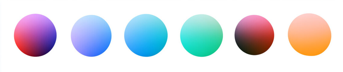 A set of round color gradients, isolated on a white background