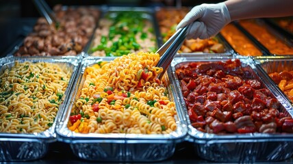 Restaurant healthy food delivery in take away boxes for daily nutrition