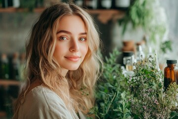 Fototapeta premium Gentle moments of nature’s beauty in a serene herbal shop