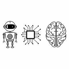 Futuristic 3D icons with AI-inspired details 