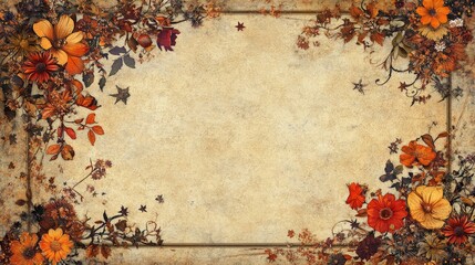 A beautifully decorated parchment-style book page with floral patterns, stars