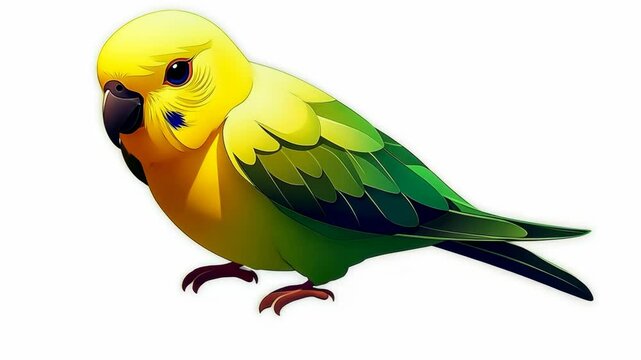 Colorful budgerigar perched and looking curiously at its surroundings in a bright setting