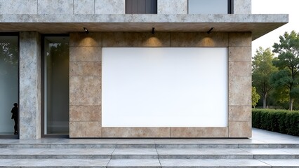 a billboard that says blank sits on a sidewalk