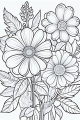 Beautiful flower coloring page for kids and adults 