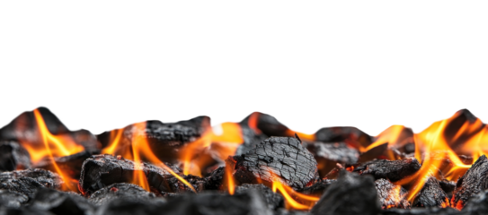 PNG Burning coals and flames fire background grilling.