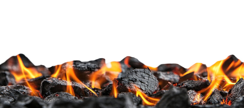 PNG Burning coals and flames fire background grilling.