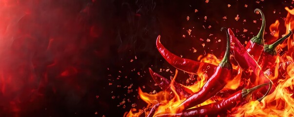 Red hot pepper surrounded by flames vibrant and dramatic depiction of spiciness heat and culinary intensity
