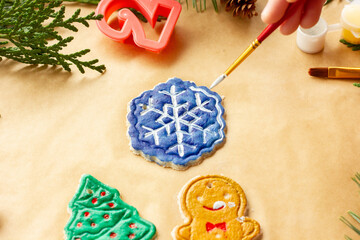 New Year's decorations from salt dough with their hands. Handicrafts with children. Do it yourself. Step by step instructions. Step 6: Paint toys