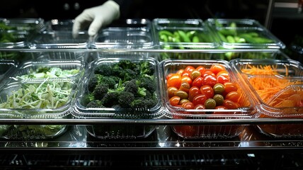 Restaurant healthy food delivery in take away boxes for daily nutrition