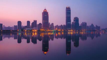 Obraz premium city skyline at dusk