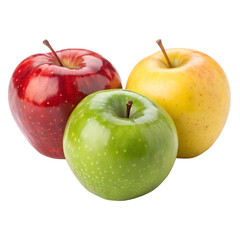 Variety of Fresh Apples isolated on transparent background cutout, Png, Cutout