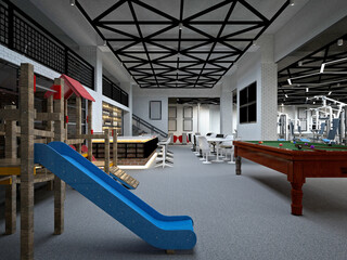 3d render gyom workout fitness center