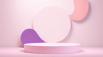 Minimalist Product Display Podium with Colorful Abstract Shapes. Ai Generated
