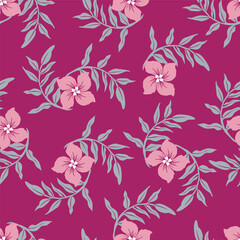 Flowers seamless pattern. vector illustration. Abstract flowers, floral vector with leaves