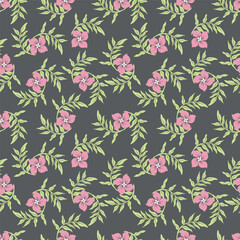 Flowers seamless pattern. vector illustration. Abstract flowers, floral vector with leaves