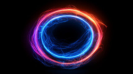 Vibrant glowing circle with colorful light trails and energy