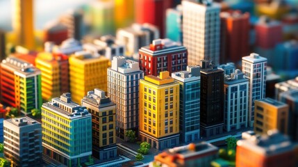 Colorful miniature cityscape with buildings and streets.