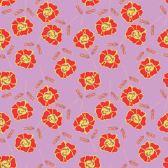 Flowers seamless pattern. vector illustration. Abstract flowers, floral vector with leaves