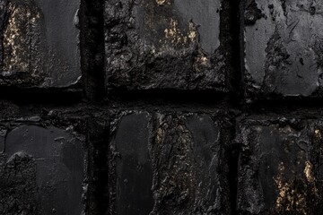 Close-up of dark, textured, square blocks with a rough, uneven surface.