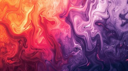 Fototapeta premium Abstract Swirling Paint Colors In Orange And Purple Hues