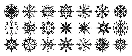 SnowFlakes Icon Vector Set black and white.