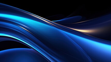 Obraz premium Abstract Blue Swirling Waves Dark Background
