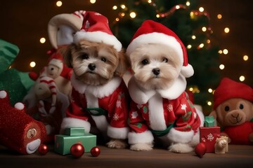 santa claus and dog