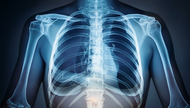 An medical x-ray of the heart and lung area of the human body; medical MRI scan of the human torso consisting the lungs and the heart; human anatomy; medical photography
