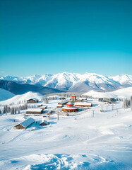Breathtaking Winter Landscape of a Peaceful Ski Center