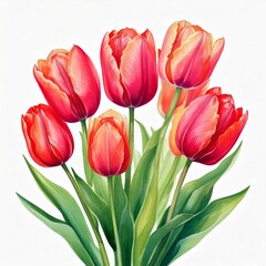 Fototapeta premium watercolor tulip flowers on white background vector illustration design
