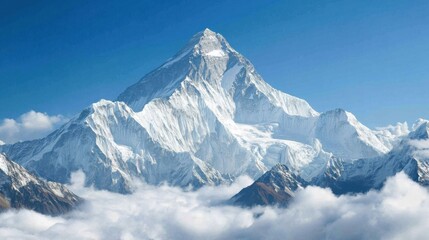 Obraz premium Majestic Snow-Capped Mountain Under Clear Blue Sky