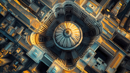 Fototapeta premium Aerial view of the cathedral of st. peter's basilica in vatican city, italy. generative ai. Basilica. Illustration