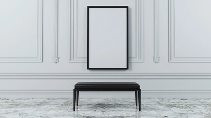Refined,music,room,featuring,piano,bench,vertical,poster,frame,marble,floor,creating,elegant,musical,environment.