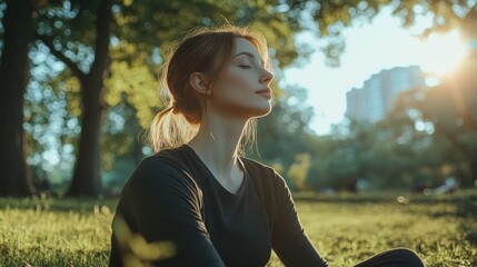 Woman meditating in nature