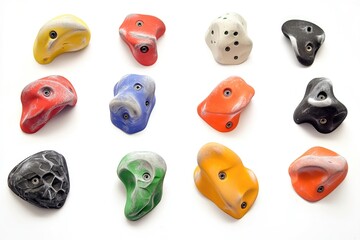 Obraz premium A collection of rock climbing gear on a white surface, ready for use