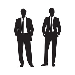 Vector silhouettes of men and a women, a group Casual man standing business man running, business man running fast silhouette vector illustration, businessman silhouette running