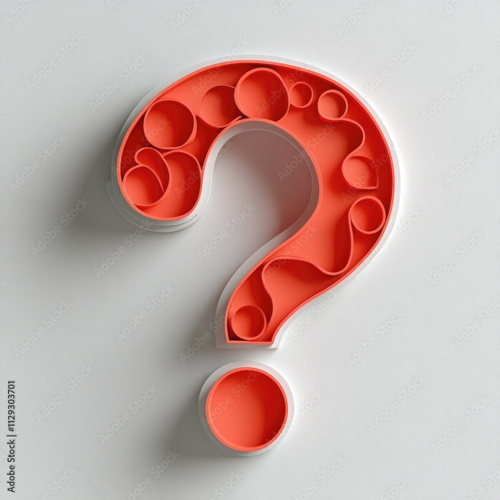 Aufkleber A single paper cut with a question mark on a white surface, ideal for use in illustrations or designs where a simple yet thought-provoking element is needed