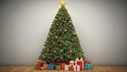 Christmas Tree With Baubles And Blurred Shiny Lights