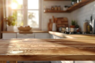 Beautiful Brown Wood Table Top Kitchen Background for Product Montage Display