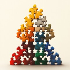 Puzzle pieces stacked on top of each other, ready for assembly