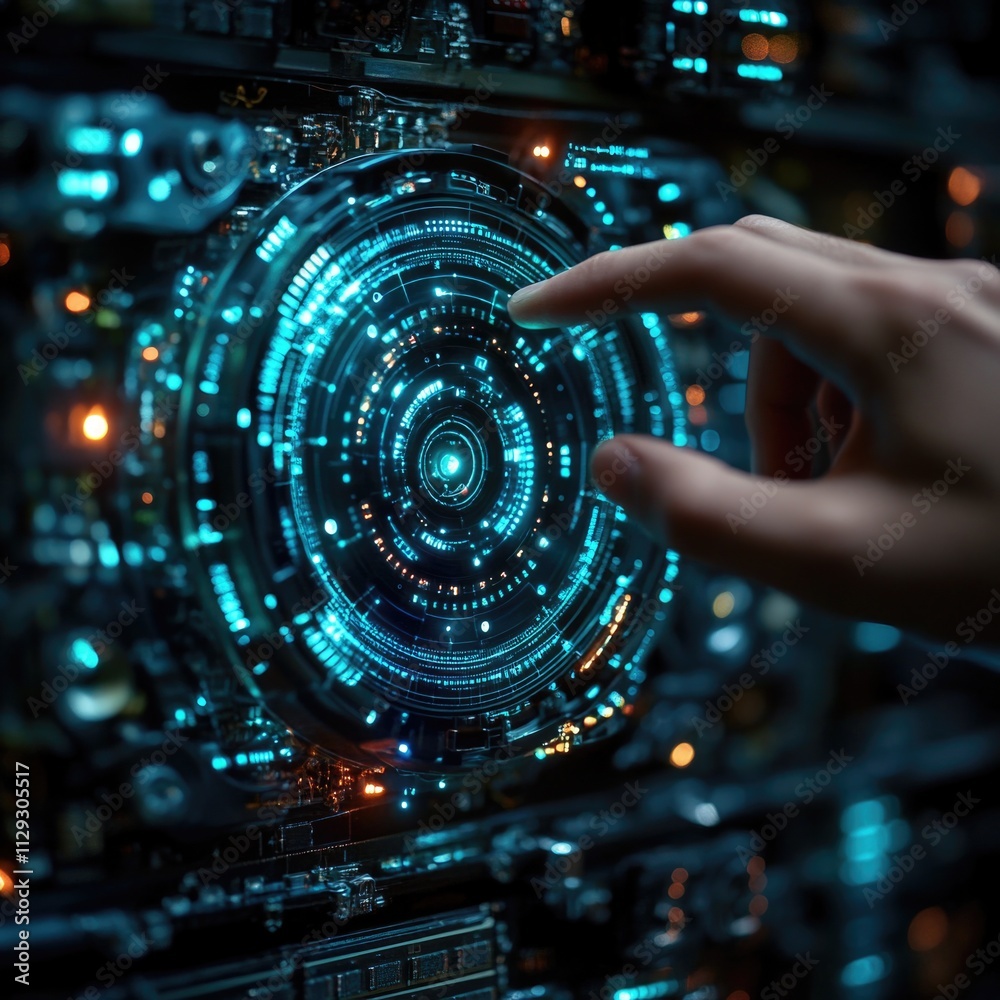 Poster a close-up shot of a person's hand interacting with a computer screen