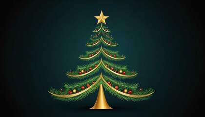 Christmas Tree With Baubles And Blurred Shiny Lights